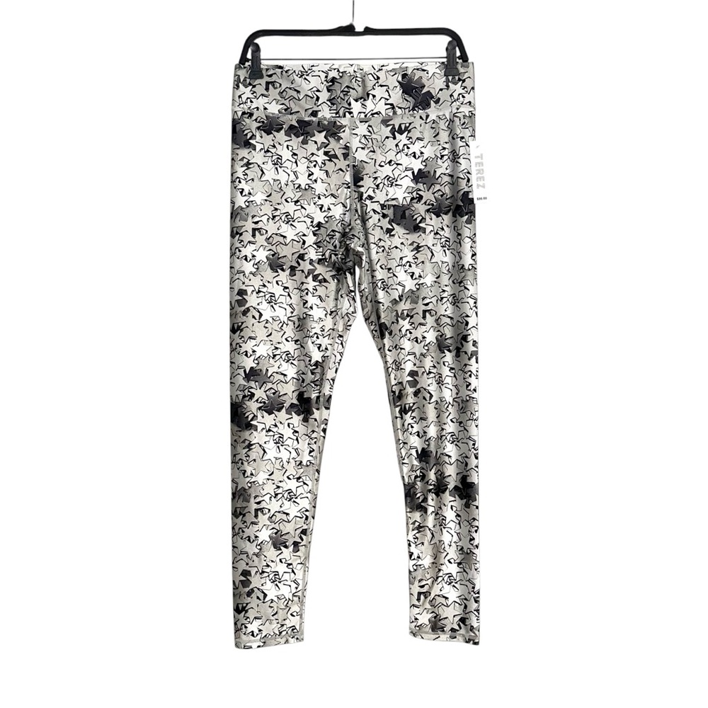 NWT Terez All Over Stars Patterned Silver Leggings XL